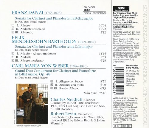 Charles Neidich, Robert Levin - Danzi, Mendelssohn, Weber: Sonatas, Grand Duo Concertant For Clarinet & Pianoforte (1994) CD-Rip