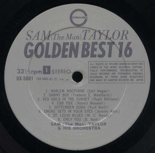 Sam Taylor & His Orchestra - Golden Best 16 (1973) LP