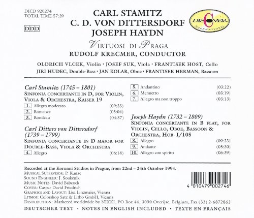 Virtuosi di Praga, Rudolf Krecmer - Stamitz, Dittersdorf, Haydn: Sinfonias Concertantes (1994) CD-Rip