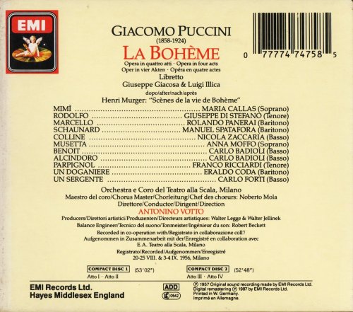 Maria Callas, Antonino Votto - Puccini: La Boheme (1987) CD-Rip