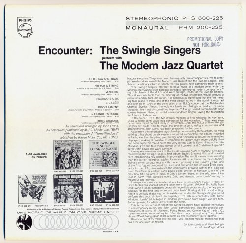 The Swingle Singers With The Modern Jazz Quartet - Encounter: The Swingle Singers Perform With The Modern Jazz Quartet (1966) LP