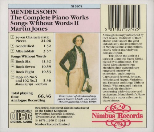 Martin Jones - Mendelssohn: Songs Without Words, Vol. 2 (1988) CD-Rip