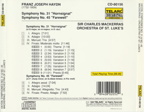 Charles Mackerras - Haydn: Symphonies Nos. 31 'Hornsignal' & 45 'Farewell' (1989)