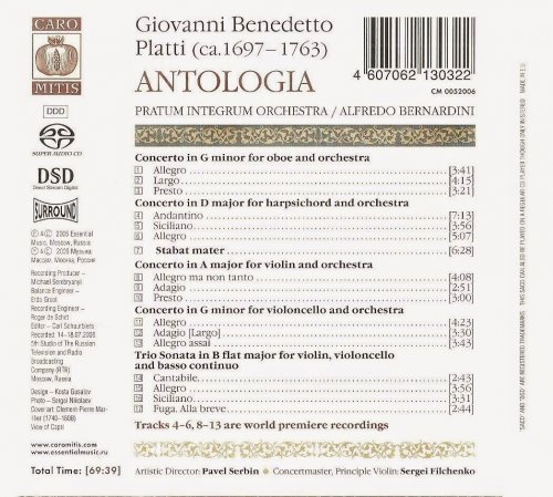 Pratum Integrum Orchestra, Alfredo Bernardini - Giovanni Benedetto Platti: Antologia (2006) CD-Rip