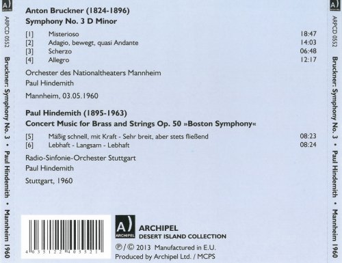 Paul Hindemith - Bruckner: Symphony No. 3 - Hindemith: Konzertmusik for Brass and Strings 'Boston Symphony' (2013)