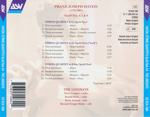 The Lindsays - Haydn: String Quartets Op. 64 Nos. 4, 5 & 6 (2002)