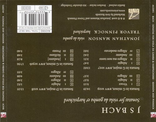 Jonathan Manson, Trevor Pinnock - J.S. Bach: Sonatas for Viola da Gamba & Harpsichord (2006) CD-Rip