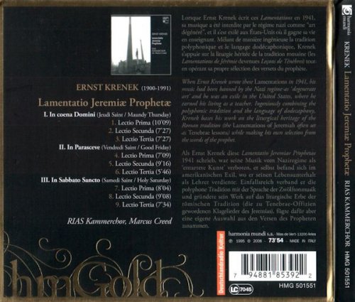 Marcus Creed, RIAS Kammerchor - Krenek: Lamentatio Jeremiae Prophetae (2008)