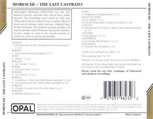 Alessandro Moreschi - The Last Castrato: Complete Vatican Recordings (1984)