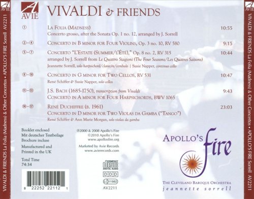 Apollo's Fire, Jeannette Sorrell - Vivaldi & Friends: La Folia (Madness) & Other Concertos (2010) CD-Rip