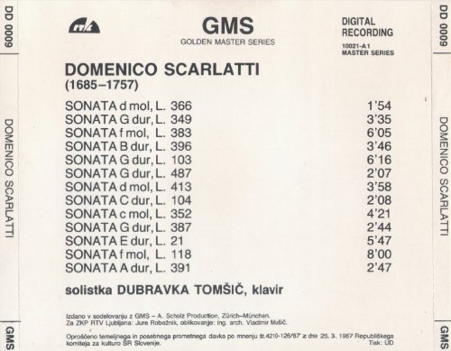 Dubravka Tomšič - Scarlatti: 13 Sonaten Für Klavier Solo Gespielt von Dubravka Tomsic (1987)