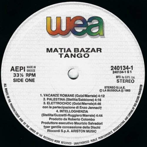 Matia Bazar - Tango (1983) LP