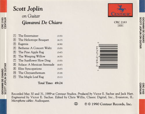 Giovanni De Chiaro - Scott Joplin on Guitar (1990)