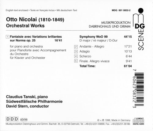 Claudius Tanski, Südwestfälische Philharmonie, David Stern - Nicolai: Orchestral Works (1998) CD-Rip