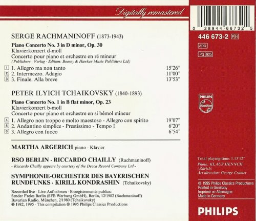 Martha Argerich - Rachmaninov, Tchaikovsky: Piano Concertos (1995) CD-Rip