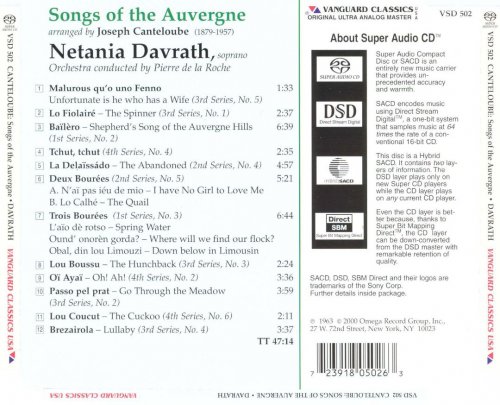 Netania Davrath, Pierre De La Roche - Songs Of The Auvergne (1961) [2000 SACD]