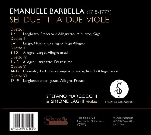 Stefano Marcocchi, Simone Laghi, Ensemble Symposium - Emanuele Barbella: Viola Duets (2018)