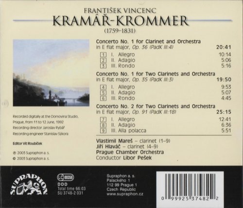 Vlastimil Mareš, Jiři Hlaváč, Prague Chamber Orchestra, Libor Pešek - Kramár-Krommer: Clarinet Concerto, Concertos for 2 Clarinets (2003) CD-Rip