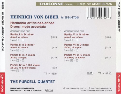 The Purcell Quartet, Elizabeth Wallfisch - Biber: Harmonia Artificioso-Ariosa (1994) CD-Rip