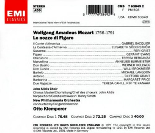 Geraint Evans, Reri Grist, Elisabeth Soderstrom, Teresa Berganza, Otto Klemperer - Mozart: Le nozze di Figaro (1991)