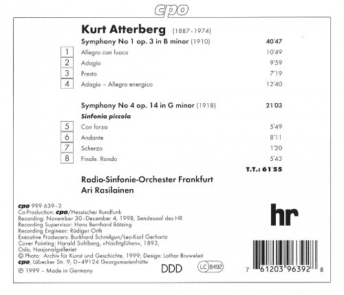 Radio-Symphonie-Orchester Frankfurt, Ari Rasilainen - Kurt Atterberg: Symphonies Nos. 1 & 4 (1999) CD-Rip