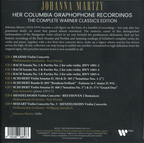 Johanna Martzy - Her Columbia Graphophone Recordings: The Complete Warner Classics Edition (2022) [9CD Box Set]