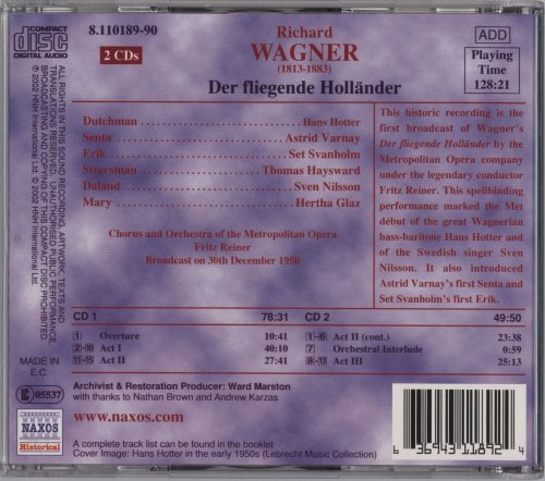 Hans Hotter, Astrid Varnay, Set Svanholm, Fritz Reiner - Wagner: Der fliegende Hollander (2002)