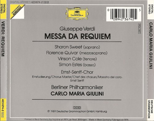 Sharon Sweet, Florence Quivar, Vinson Cole, Carlo Maria Giulini - Verdi: Messa da Requiem (1989)