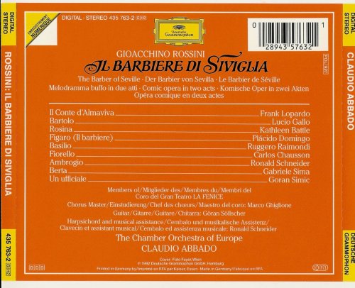 Kathleen Battle, Placido Domingo, Frank Lopardo, Lucio Gallo, Claudio Abbado - Rossini: Il barbiere di Siviglia (1992)