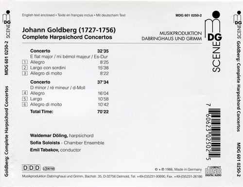 Waldemar Doling, Sofia Soloists, Emil Tabakov - Goldberg: Complete Harpsichord Concertos (1986) CD-Rip