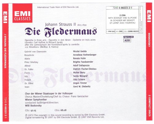 Gedda, Rothenberger, Fischer-Dieskau, Fassbaender, Berry, Willi Boskovsky - Strauss: Die Fledermaus (1997)