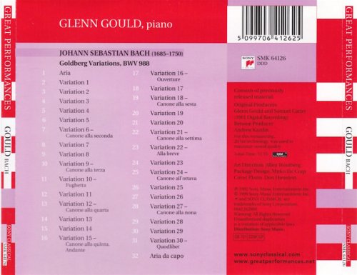 Glenn Gould - Bach: The Goldberg Variations - Digital recording (1982)