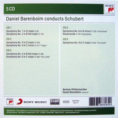 Berliner Philharmoniker, Daniel Barenboim - Daniel Barenboim conducts Schubert: The 8 Symphonies & Highlights From "Rosamunde" (2010)
