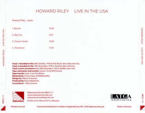 Howard Riley - Live in the USA (2018)