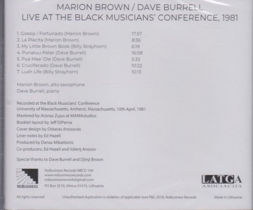 Marion Brown & Dave Burrell - Live at the Black Musicians' Conference (2018)