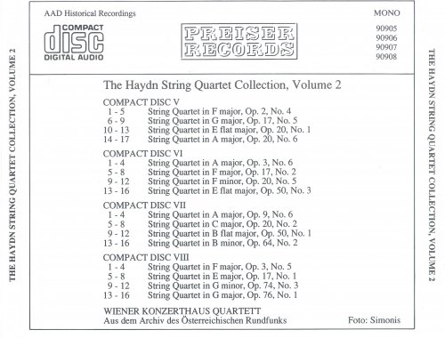 Wiener Konzerthaus Quartett - Haydn: String Quartets, Vol. 2 (1999) [4CD Box Set]