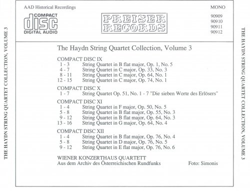 Wiener Konzerthaus Quartett - Haydn: String Quartets, Vol. 3 (1999) [4CD Box Set]