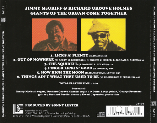 Jimmy McGriff & Richard "Groove" Holmes - Giants of the Organ Come Together (1973) CD Rip