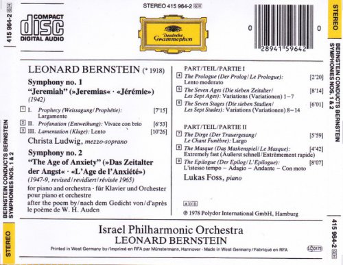 Christa Ludwig, Lukas Foss, Leonard Bernstein - Bernstein: Symphonies No.1 'Jeremiah' & No.2 'The Age of Anxiety' (1999)