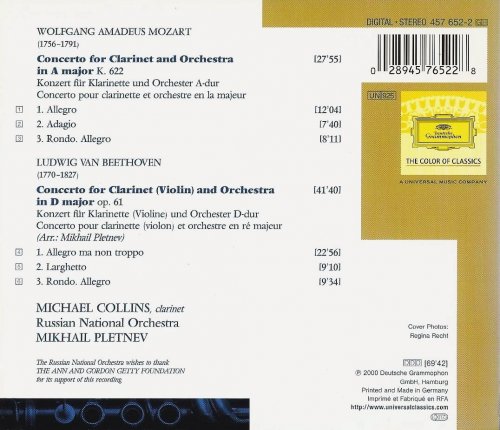 Michael Collins, Russian National Orchestra, Mikhail Pletnev - Mozart, Beethoven: Clarinet Concertos (2000) CD-Rip