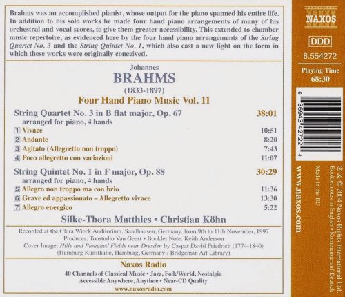 Silke-Thora Matthies, Christian Köhn - Brahms: Four Hand Piano Music Vol. 11 - String Quartet No. 3, String Quintet No. 1 (2004) CD-Rip