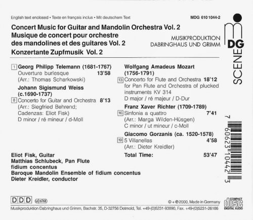 Eliot Fisk, Fidium Concentus, Dieter Kreidler - Music for Guitar and Mandolin Orchestra Vol. 2: Mozart, Telemann, Weiss, Richter (2000) CD-Rip