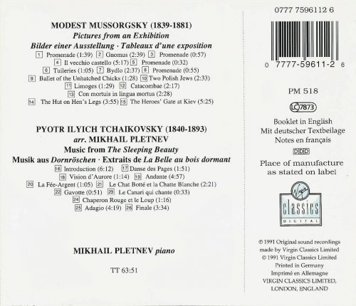 Mikhail Pletnev - Mussorgsky: Pictures from an Exhibition / Tchaikovsky: The Sleeping Beauty (1991) CD-Rip