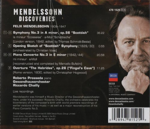 Roberto Prosseda, Gewandhausorchester, Riccardo Chailly - Mendelssohn: Discoveries (2009) CD-Rip