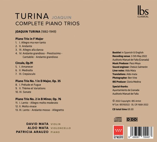 David Mata, Aldo Mata, Patricia Arauzo - Turina Piano Trios (Complete) (2023) [Hi-Res]