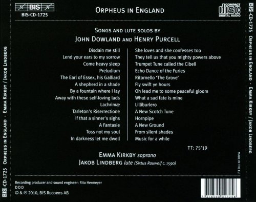 Emma Kirkby, Jakob Lindberg - Orpheus in England: Songs and Lute Solos by John Dowland and Henry Purcell (2010) CD-Rip