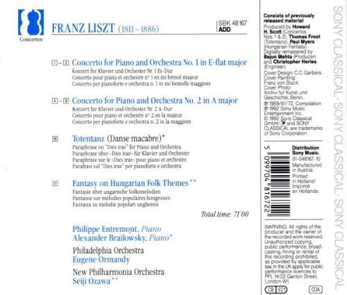 Eugene Ormandy, Philippe Entremont - Liszt: Piano Concertos Nos. 1 & 2, Totentanz: Danse macabre (1992)