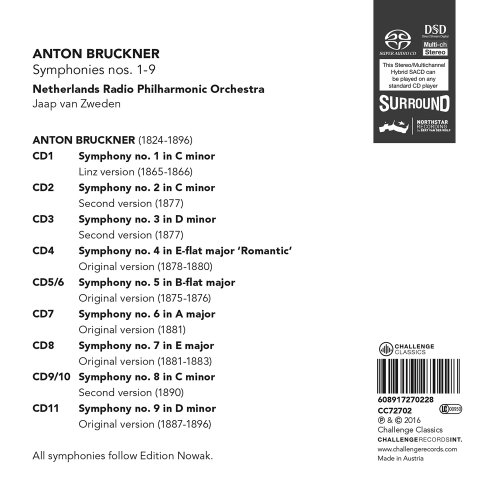 Jaap van Zweden - Bruckner: Symphonies Nos. 1-9 (2016) [11CD Box Set]