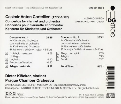 Dieter Klöcker, Prague Chamber Orchestra - Cartellieri: Concertos for Clarinet and Orchestra (1996) CD-Rip