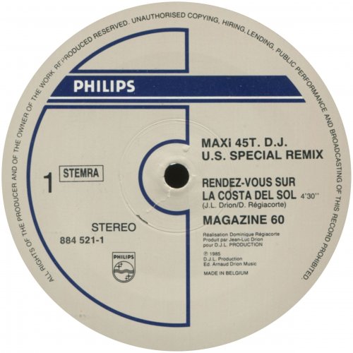 Magazine 60 - Rendez-Vous Sur La Costa Del Sol (D.J. U.S. Special Remix) (12" Maxi-Single) (1985) LP